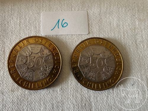 16 - 2 Stk. 50 Schilling Münzen