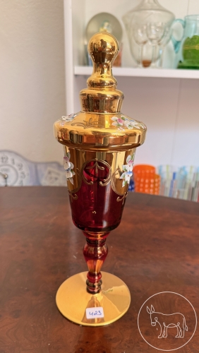 423 - Rubinrotes Glas mit Deckel