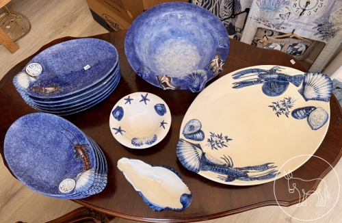 440 - Fischteller-Set blau/weiß