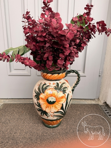 Bild 510 - Keramikvase mit Seidenblumen