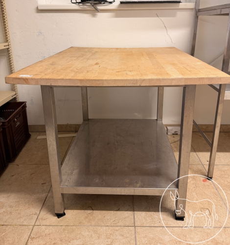 Bild 036 - Niro-Tisch mit Holzplatte