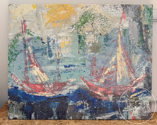 Bild 104 - 2 Segelboote auf Leinwand