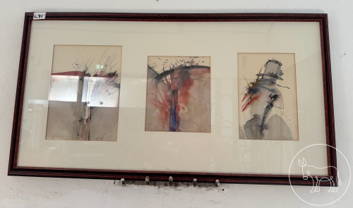 Bild 081 - 3-teiliges Aquarell signiert