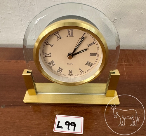 Bild 099 - Tischuhr Glas mit Messing