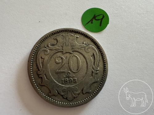 019 - 20 Heller Münze aus 1893
