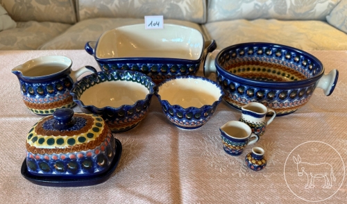 104 - blau/buntes Keramik Konvolut