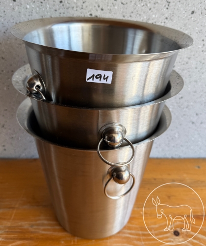 194 - 3 Stk. Edelstahl Eiswürfelkübel