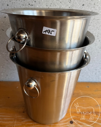 195 - 3 Stk. Edelstahl Eiswürfelkübel