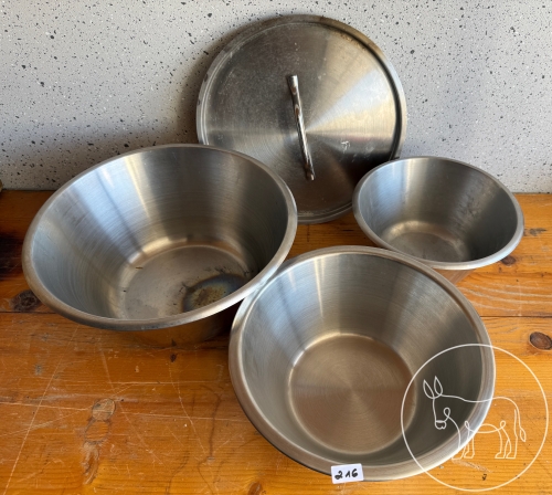 Bild 216 - 3 Edelstahlschüsseln, 1 Deckel